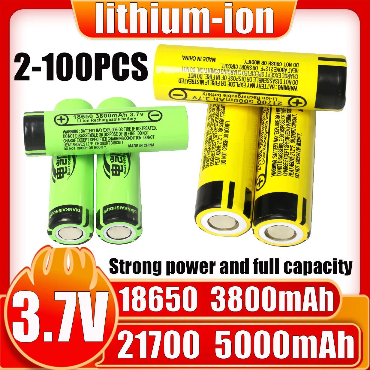 

2-100 шт. новый 3,7 В 18650 3800 мАч 21700 5000 мАч литий-ионный аккумулятор 25A 18 Втч разрядный тройной аккумулятор DIY фонарик