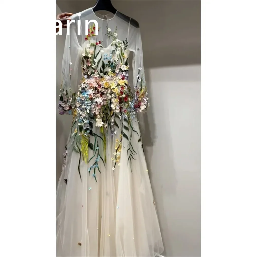 Customized Evening Gown Dearin Scoop Neckline A-line Floor Length Skirts Applique Tulle Bespoke Occasion Dresses Prom Saudi Arab