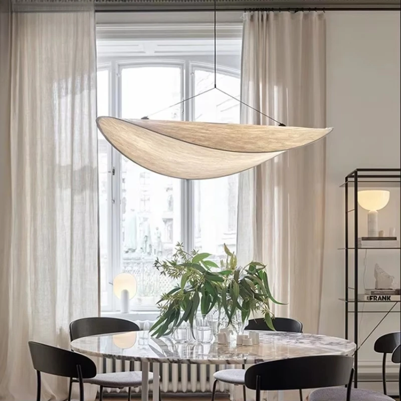 

Slik Nordic LED Pendant Lights Wabi-sabi Fabric Hanging Lamps Home Decoration Chandelier Living Room Dining Room Hotel Lobby