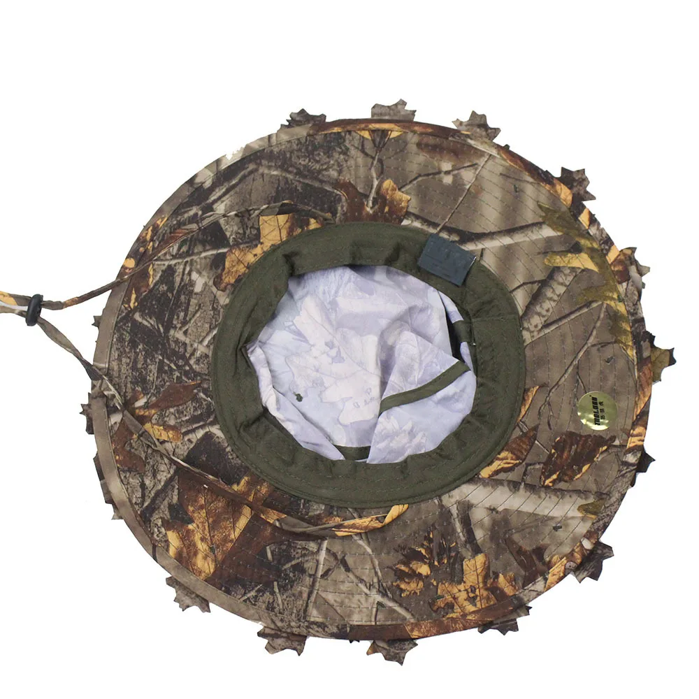 Camouflage Boonie Hats for Men 3D Leaves Camo Tactical Cap Ghillie Caps Hunter Sniper Hats for Hunting Fishing Sunshade Hunting