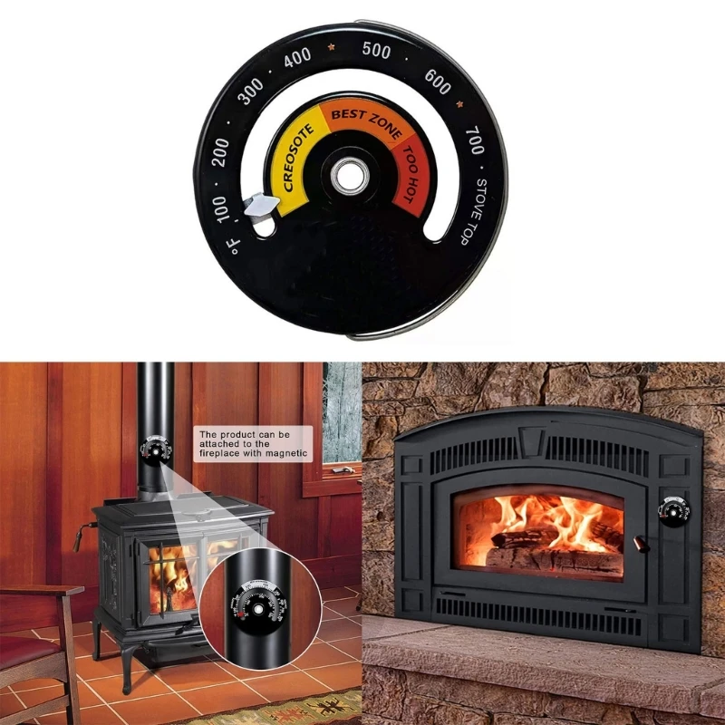 Wood Stove Thermometer Magnetic Stove Top Meter Fireplaces Flue Burners Heat Temperature Gauge for Oven Stove