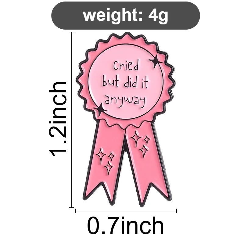 Cried But Did It Anyway Enamel Pins Inspirational Brooches Lapel Badge Pink Ribbon Award Jewelry Accessory Gifts For Friends