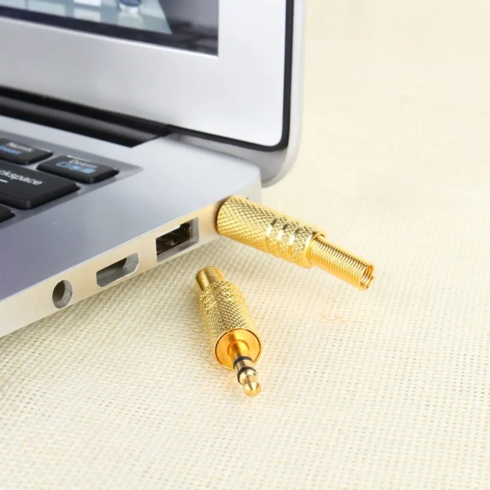 ESCAM 1/10Pcs/lot 3.5mm 1/8" Stereo Male Audio TRS Gold Plated Jack Plug Adapter Connector