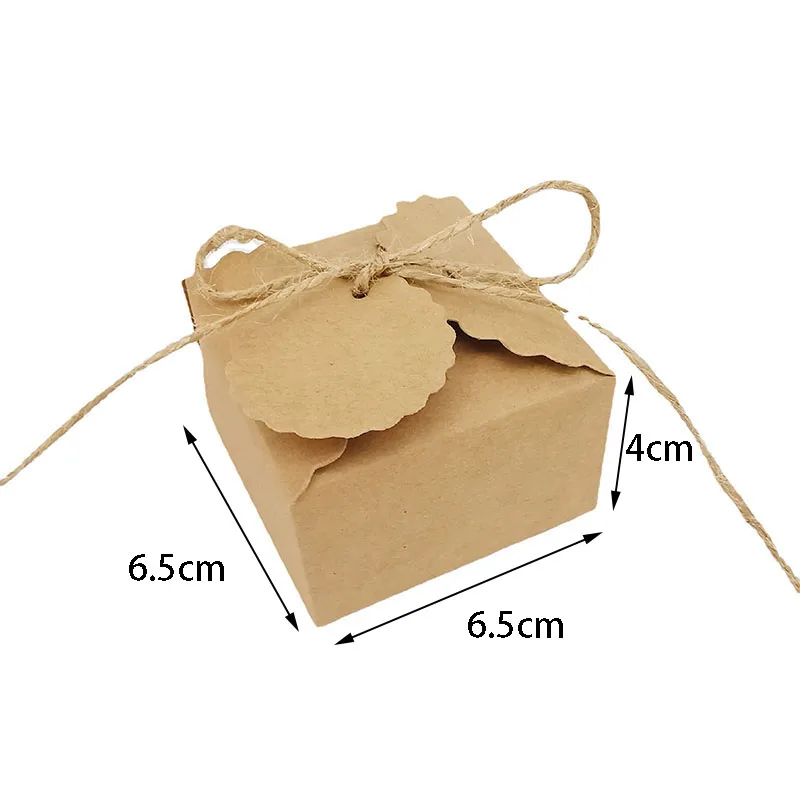 25/50Pcs Kraft Paper Wave Candy Gift Box DIY Chocolate Wedding Favor Gift Packaging Boxes With Rope Tag Birthday Party Supplies