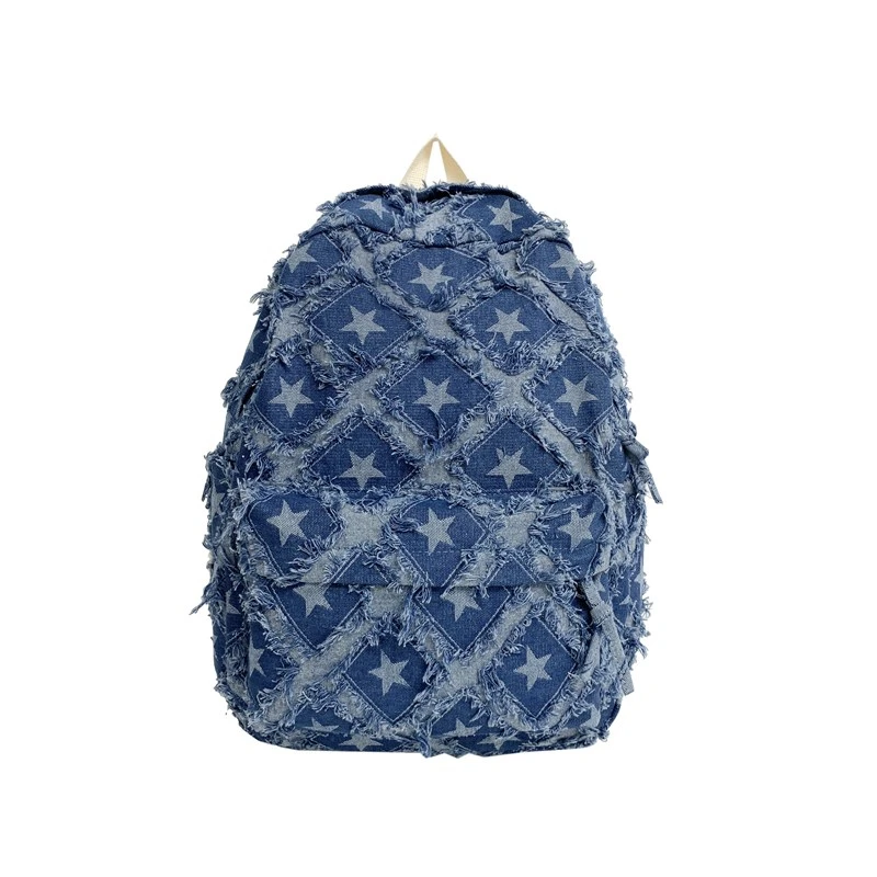 Mochilas vaqueras de estilo americano para mujer, bolsos de lona de gran capacidad, bolsos escolares de tela con estrellas, bolsos de algodón para