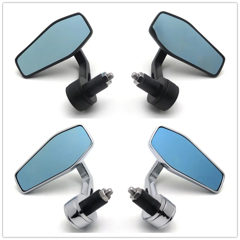 

7/8" 22mm Handle Bar End 2x Motorcycle Cafe Racer Rearview Side Mirrors Oval Chromed Aftermarket Motorbike Parts