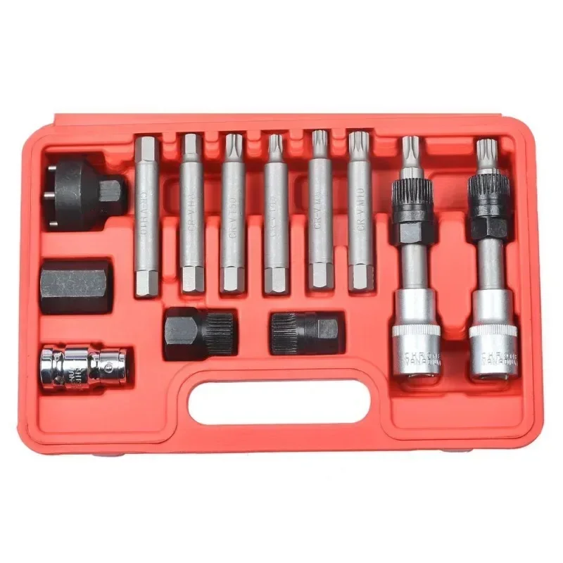 13 pcs Alternator Repair Tool of Alternator Freewheel Pulley Puller Removal Socket Tool Kit