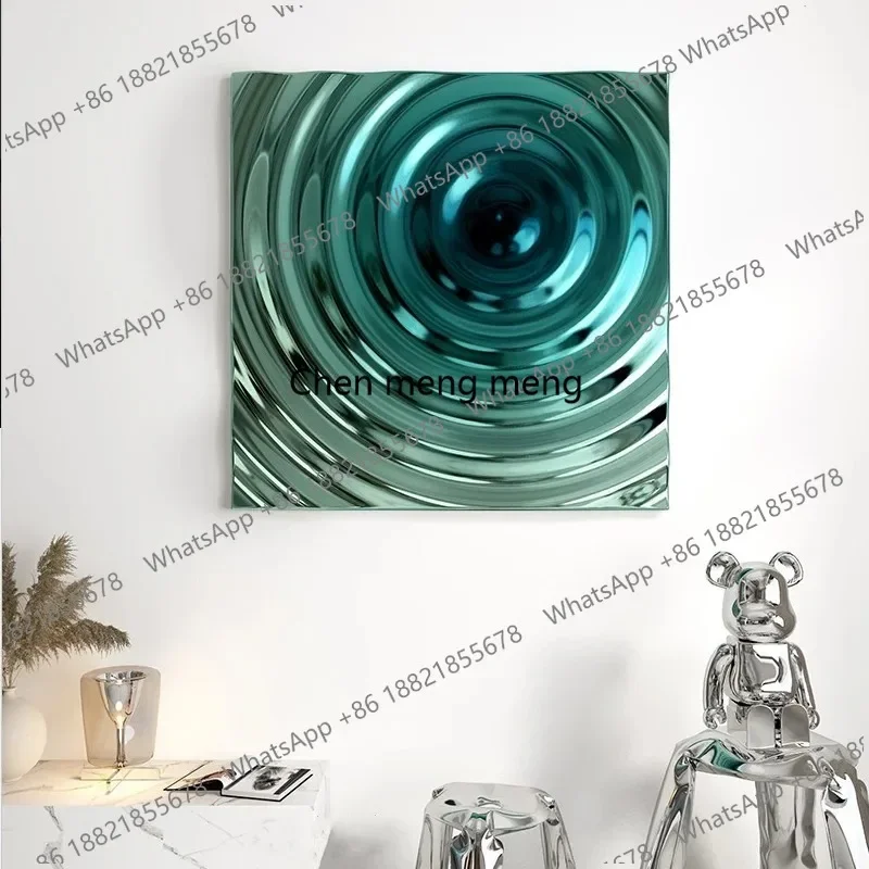F150 Square Ripple metal stainless steel background wall pendant living room Bedroom villa wall decoration