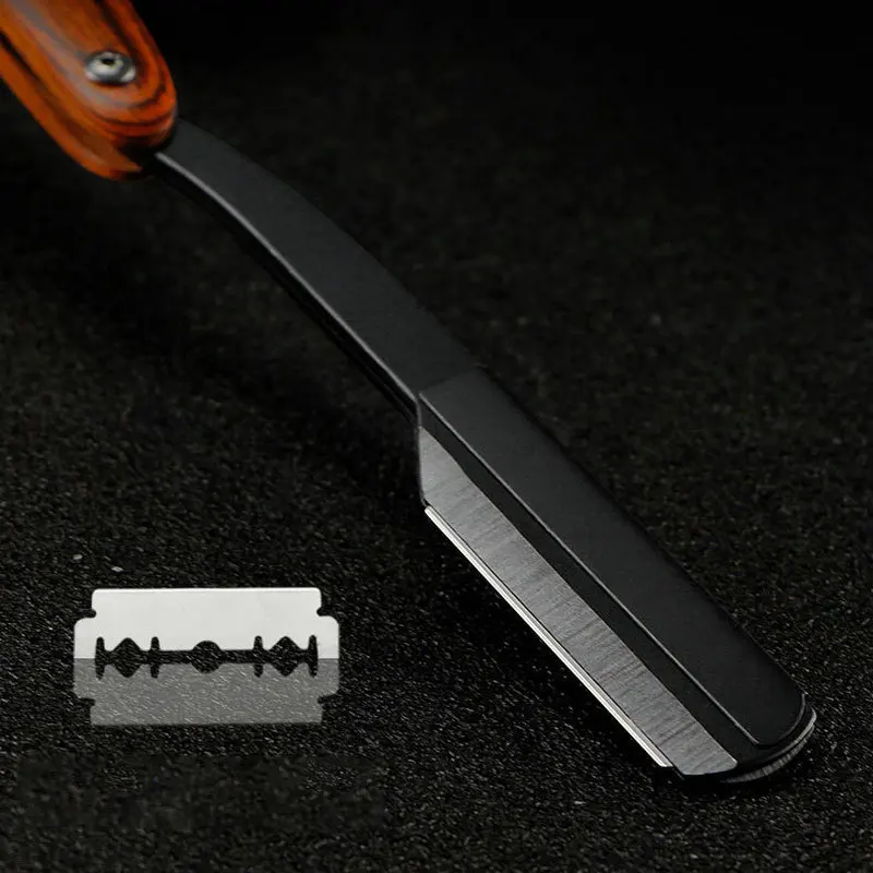 나무 트리머 수동 면도기 전문 스트레이트 에지 샤프 이발사 면도기 접이식 면도 나이프 면도기 수염 컷 선물