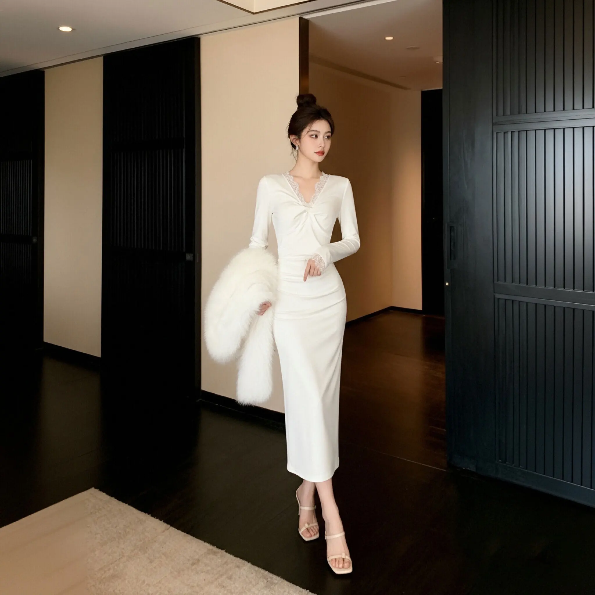 Saia A-Line de Cintura Alta em Tecido de Poliéster, Nova Chegada Primavera Outono, Roupa Íntima Dr. Sli, Camada Base Ele Faionable