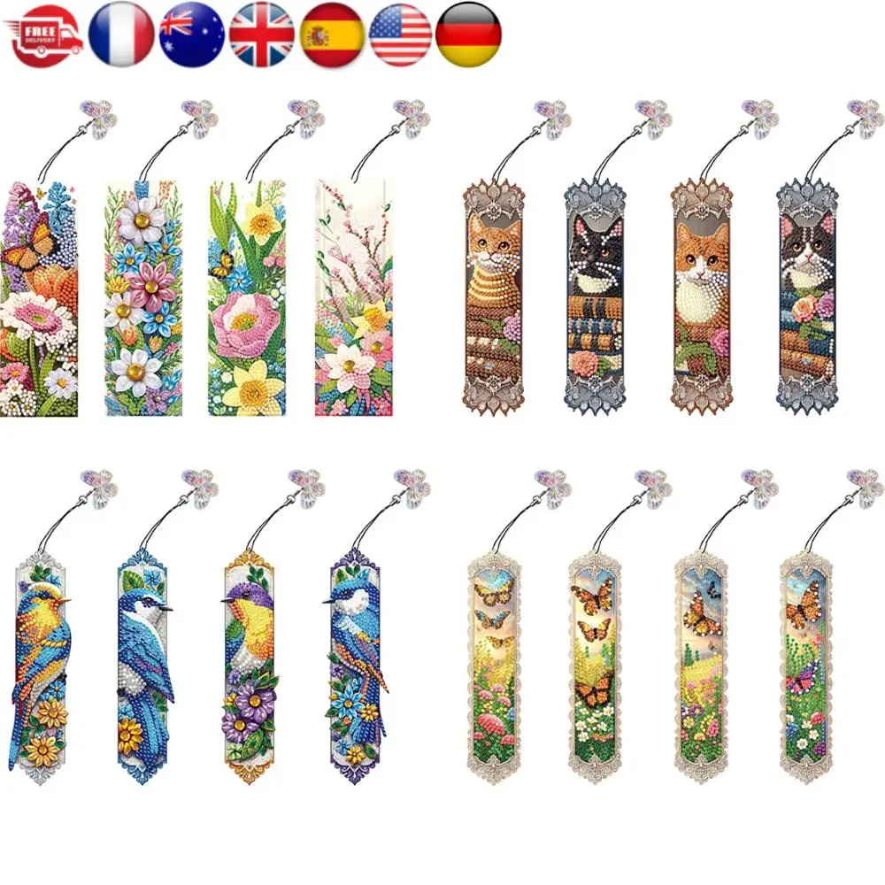 

4 шт. DIY бриллианты неправильной формы, алмазная живопись, закладка, алмазная художественная закладка для читателей, домашний офис, книжный декор и идея подарка