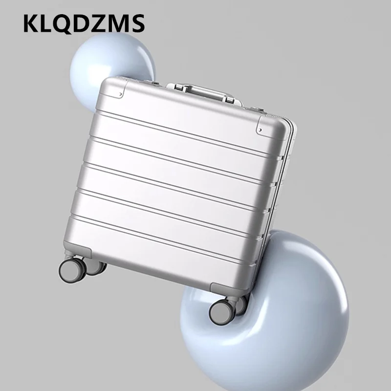 

KLQDZMS Cabin Suitcase Small All Aluminum Magnesium Alloy Boarding Box Men's Business Trolley Case 18 Inch Rolling Luggage