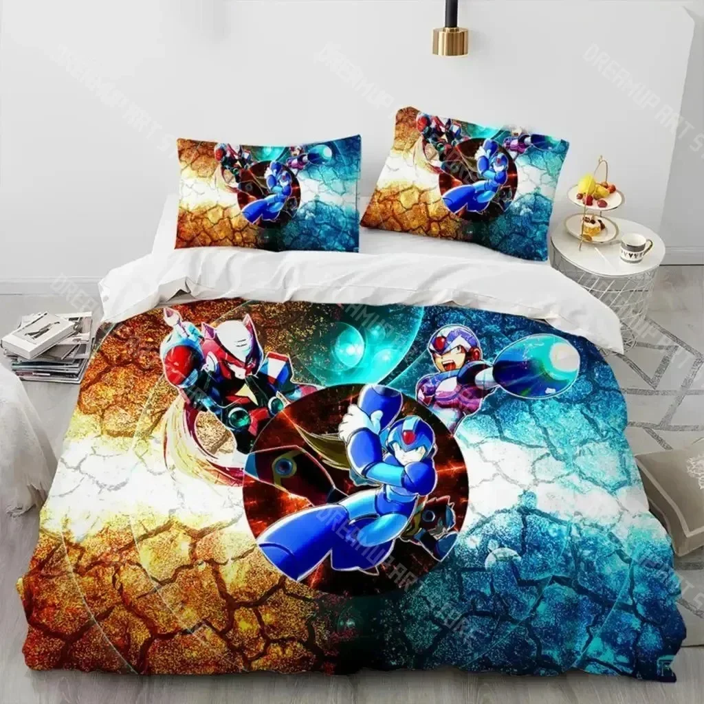 2026 3D Print Rockman Megaman Game Cartoon Bedding Set Boys Girls Twin Queen Size Duvet Cover Pillowcase Bed Kids Adult