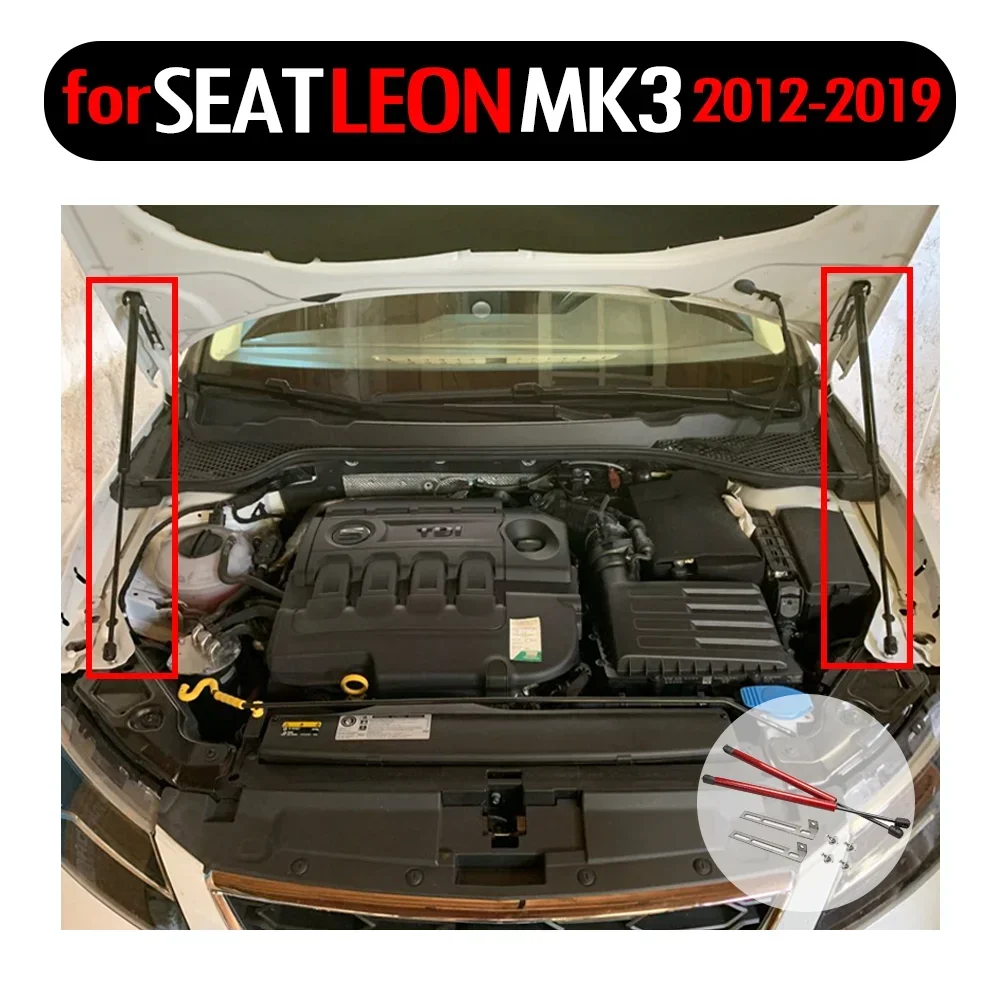 

Стойки для капота для SEAT Leon MK3 5F 2012-2020, подъемники поддерживают переднюю крышку капота, модифицирующие газовые демпферы, пружинные удары, без сверления