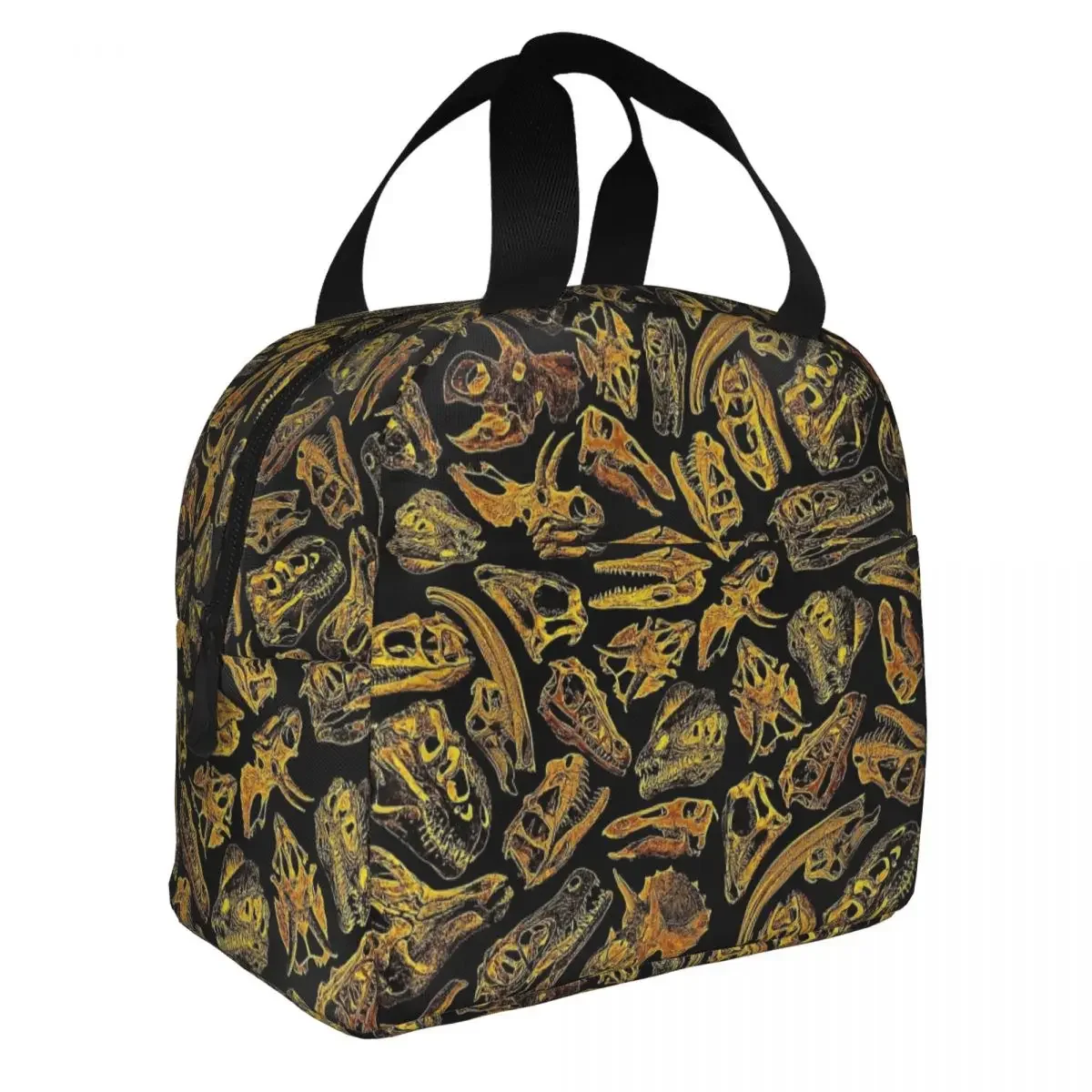 Paleontology Dream III Rex Dinosaur Skulls Pattern Insulated Lunch Bags Cooler Bag Reusable Tote Lunch Box School Picnic