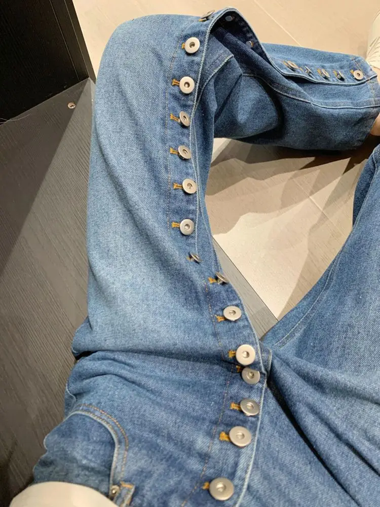 High Street Straight Jeans for Women Showing Straight Legs in Summer and Students Looking Slim and Versatile Wide Leg Pants