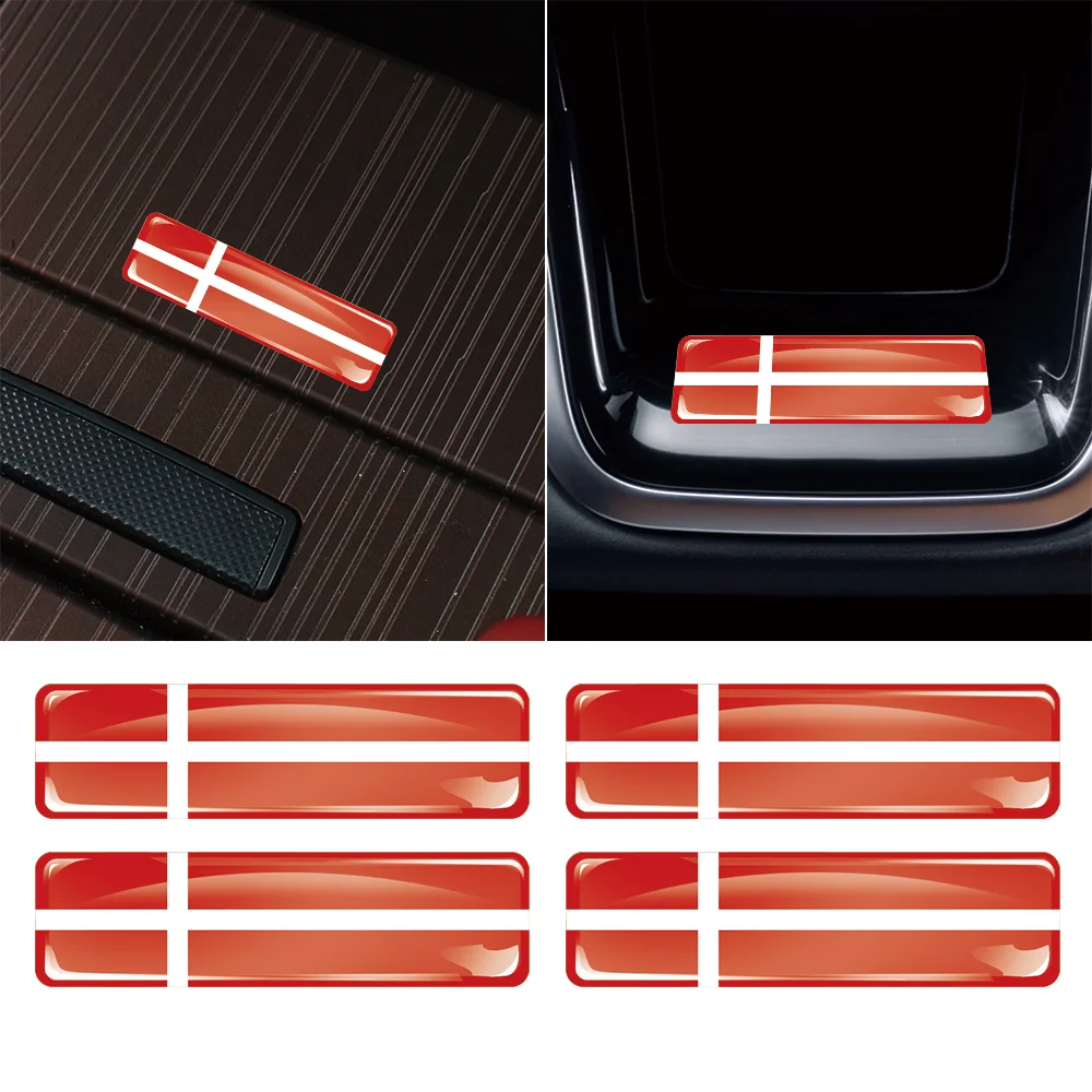 

4/10/20x Denmark Flag 3D Stereoscopic Car Sticker Epoxy Resin Badges Laser Decals Motorcycle Modification Decorative Accessories