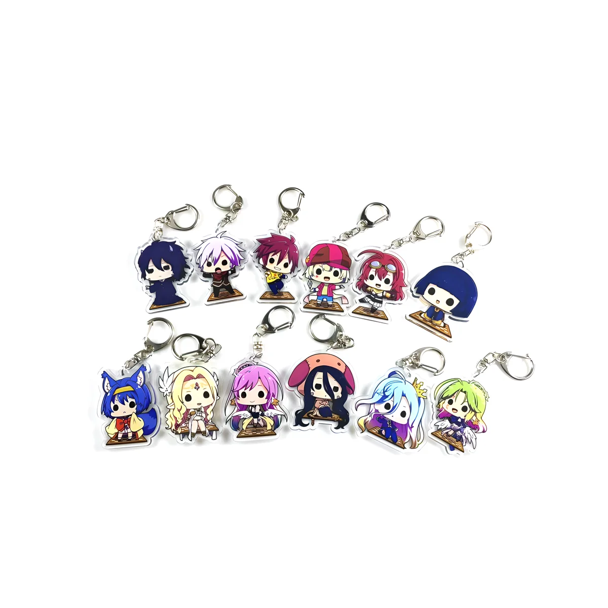 NO GAME NO LIFE Acrylic Cartoon Anime Pendant Keychains Holder Car Key Chain Key Ring Phone Bag Hanging Gifts Accessories