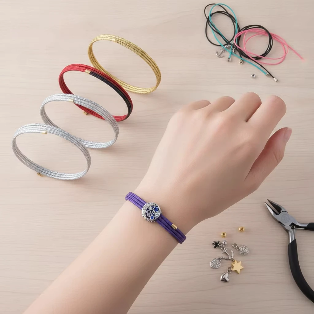 Multicolor Magnetic Rope Adjustable Magnet Milan Rope Bracelet Automatic Magnetic DIY Jewelry Making Accessories