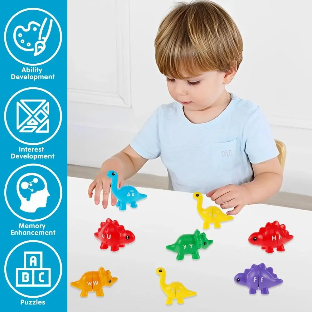 Juego educativo de Letras a juego, juguete de dinosaurio con patrón de conteo, juego de letras Montessori