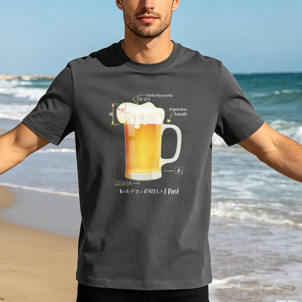 Beer Math Equation Graphic T-Shirt Men Unisex Tee Casual Summer Fashion Streetwear Tops Funny Drinker Gift Nerd Science Shirt