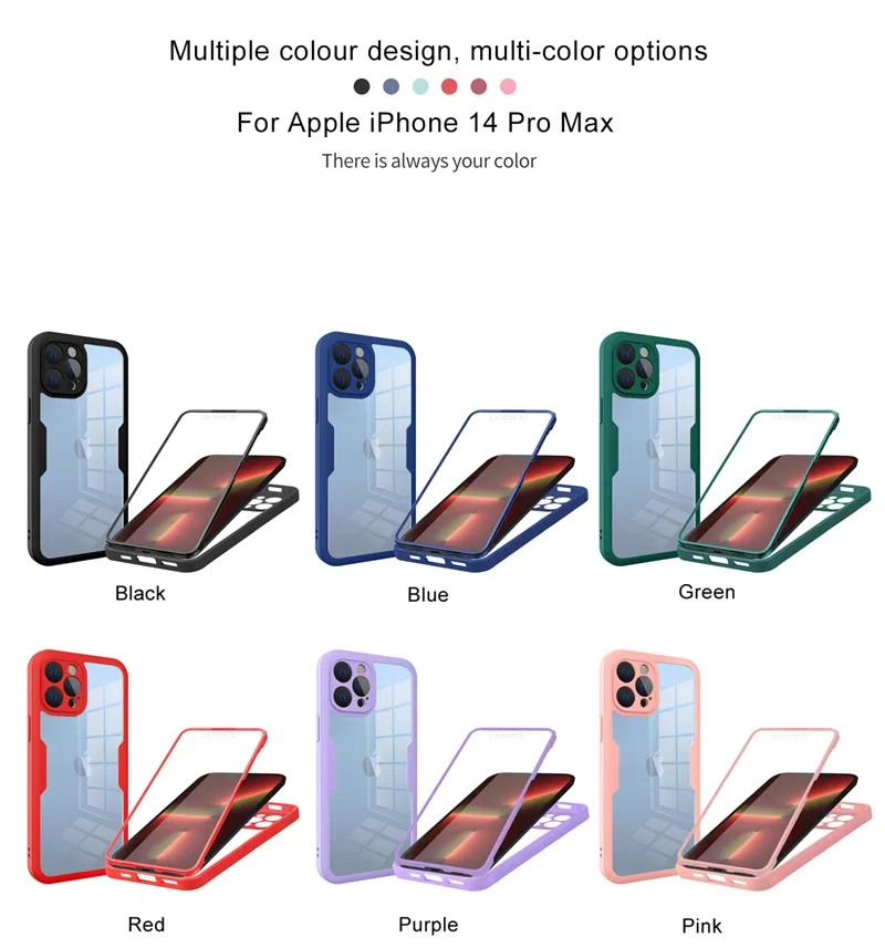 Innovative Buckle Design Case for iphone 14 Pro Max 14Pro 14Plus Case 360 Full Protection Double Side Cover for iPhone 14 Plus