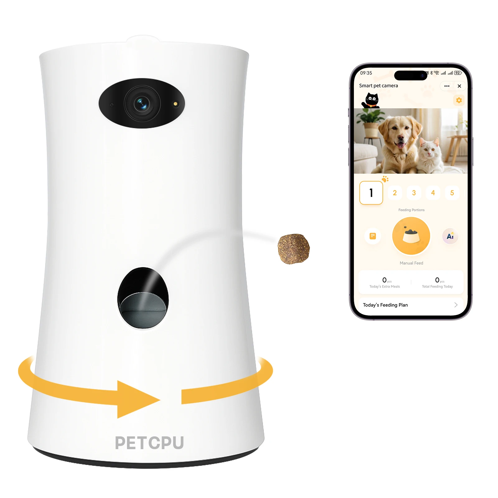 

1080P HD Smart Pet Feeder Camera Plastic Remote Control Treat Dispenser With IR Night Vision And 360° Rotation