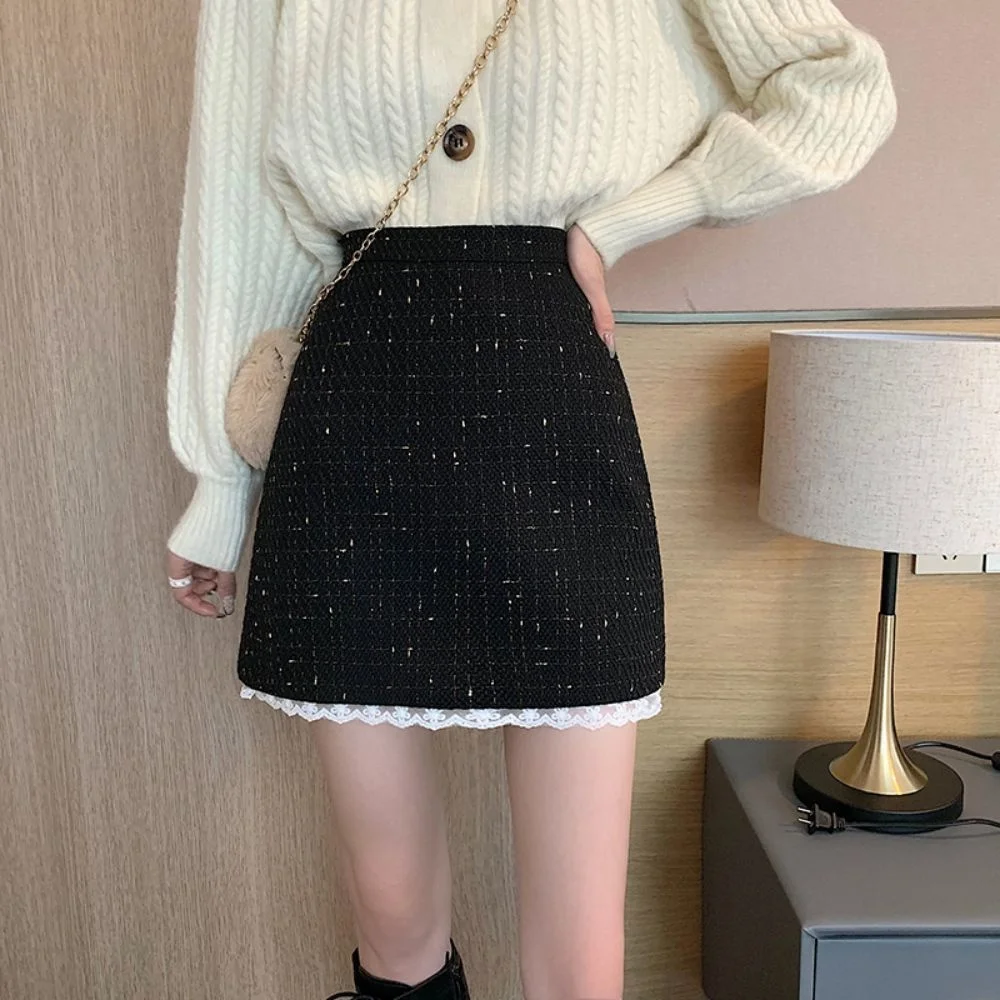 

High Skirt for Women 2023 a Short Skirt with Waist Thin Lace Ropa Mujer Mini Skirts Clothes for Women