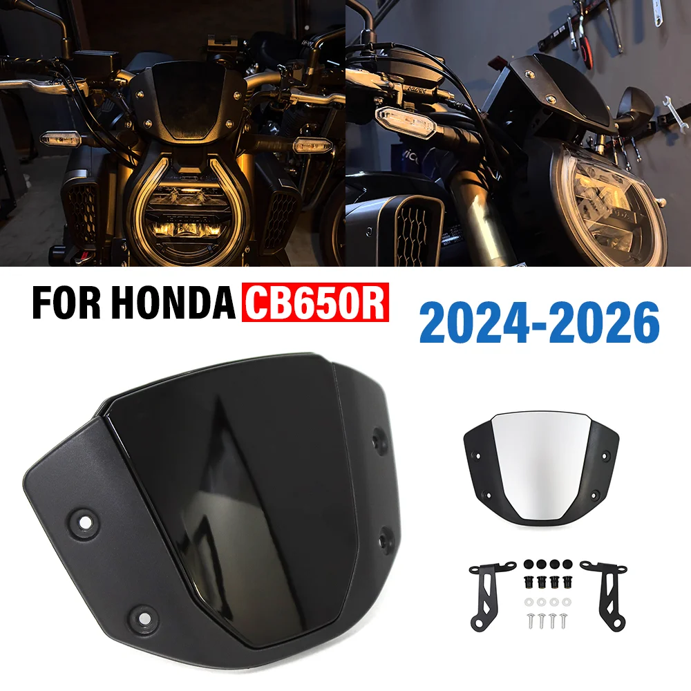 

FOR Honda CB650R CB 650R CB650 R 2024-2026 Motorcycle Windshield With Bracket Windscreen Front Wind Deflector Protector Cover