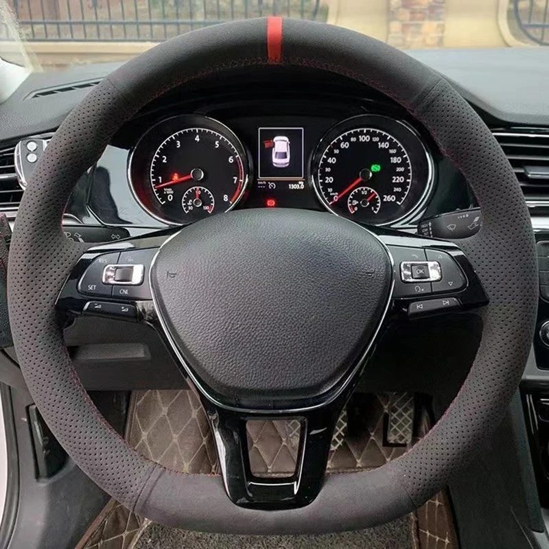 

Suede Carbon Fiber Hand Sewing Car Steering Wheel Cover For Volkswagen VW Golf 5 Mk5 VW Passat B6 Jetta 5 Mk5 Tiguan 2007-2011