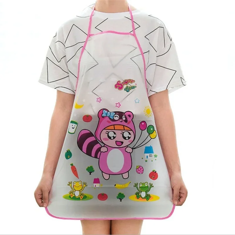 Hello Kitty Apron Kitchen Wipeable Waterproof Oil-Proof Cartoon Cute Transparent Women Mother Cooking Bib Men Baking New Aprons