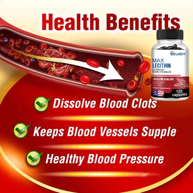 Lecithin Capsules - Cleansing, Dissolving Blood Clots, Cardiovascular Health, Blood Lipid Support - Adult Men and Women