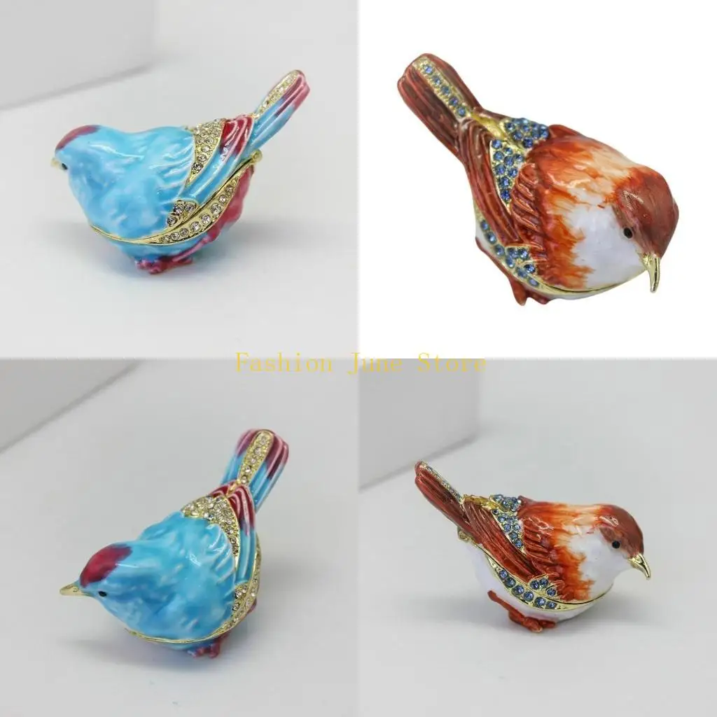 

N5KA Adorable Sparrow Jewelry Container Multifunctional Accessory Storage Box Small Ornament Display Case for Women Girls