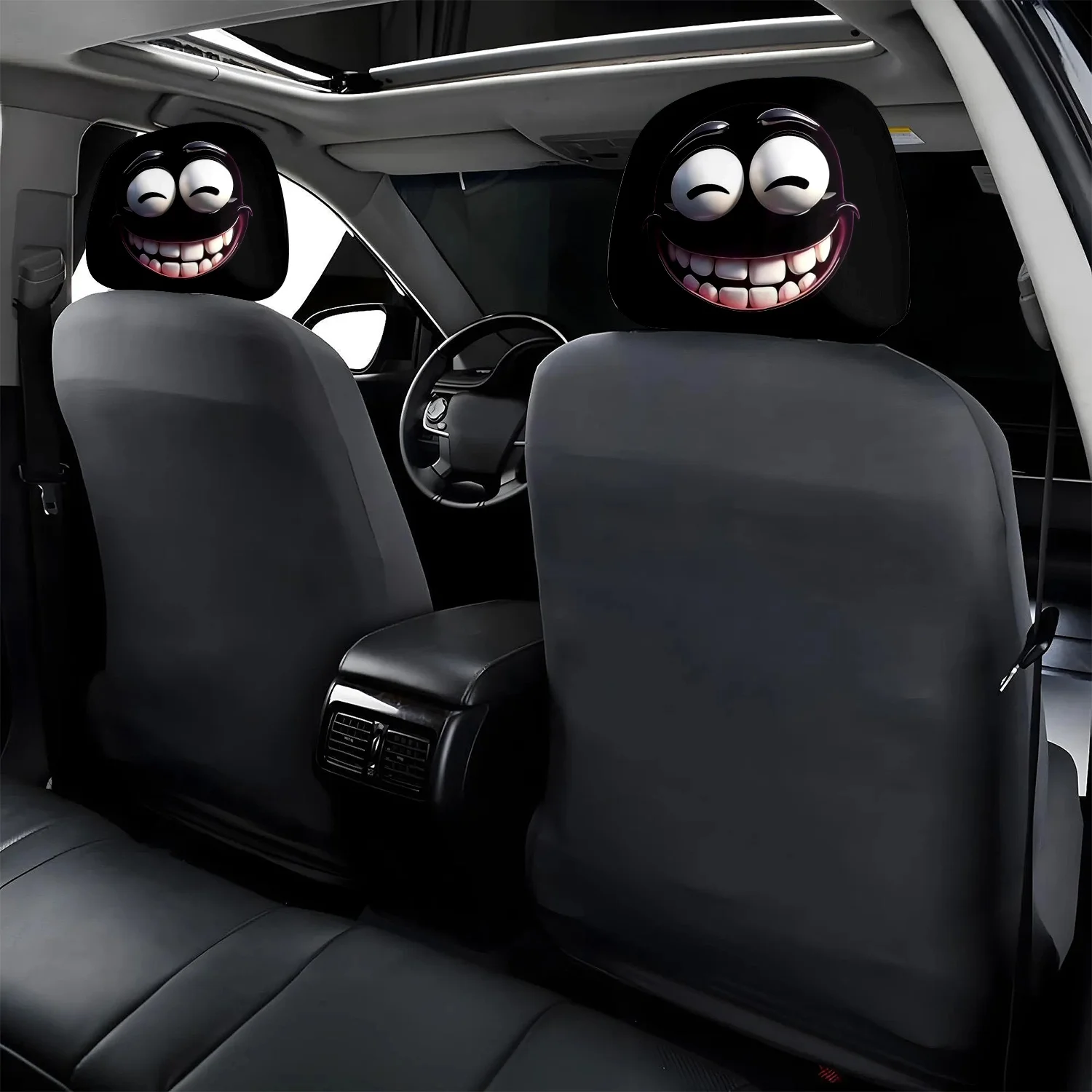 Two car headrest decorations with versatile expressions, oil-proof, oil-proof, stretchable and washable, Christmas gifts