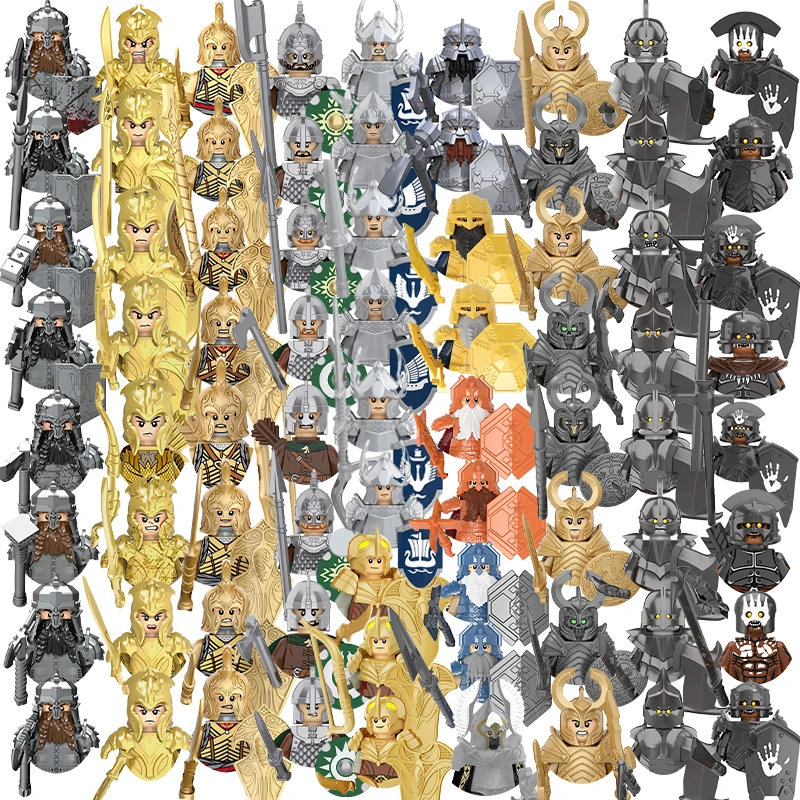 Moc Classic Movie Lord Rings Elves Orcs Army Dwarf Rohan Minifigure Model Building Blocks Kids Toys Gifts Boys Girls Juguetes