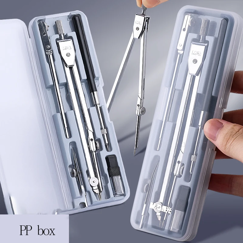 M&G Juego de brújula de metal Brújula de dibujo con minas de lápiz de repuesto para exámenes de estudiantes Juego de 2 piezas / Juego de 4 piezas / Juego de 5 piezas /