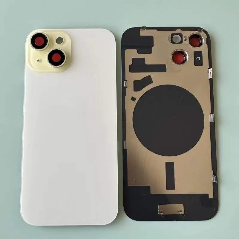 Back Glass Replacement For iPhone 15 15 Plus Housing Back stainless steel frame Rear Steel Plate Battery Glass Cover 15Plus Back