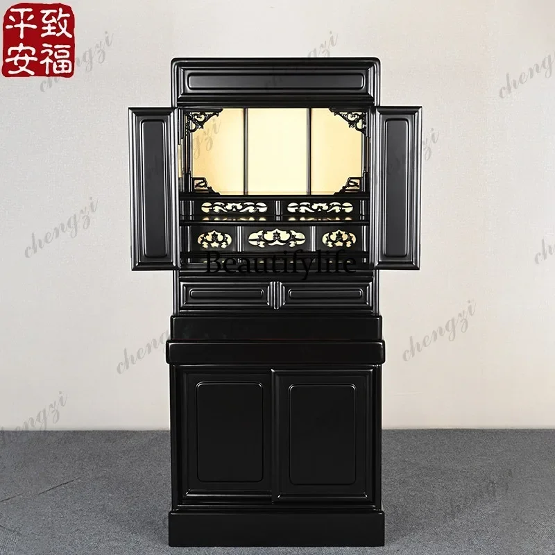 A139 Upper and lower table Buddhist niche Buddhist cabinet piano paint offering vertical cabinet