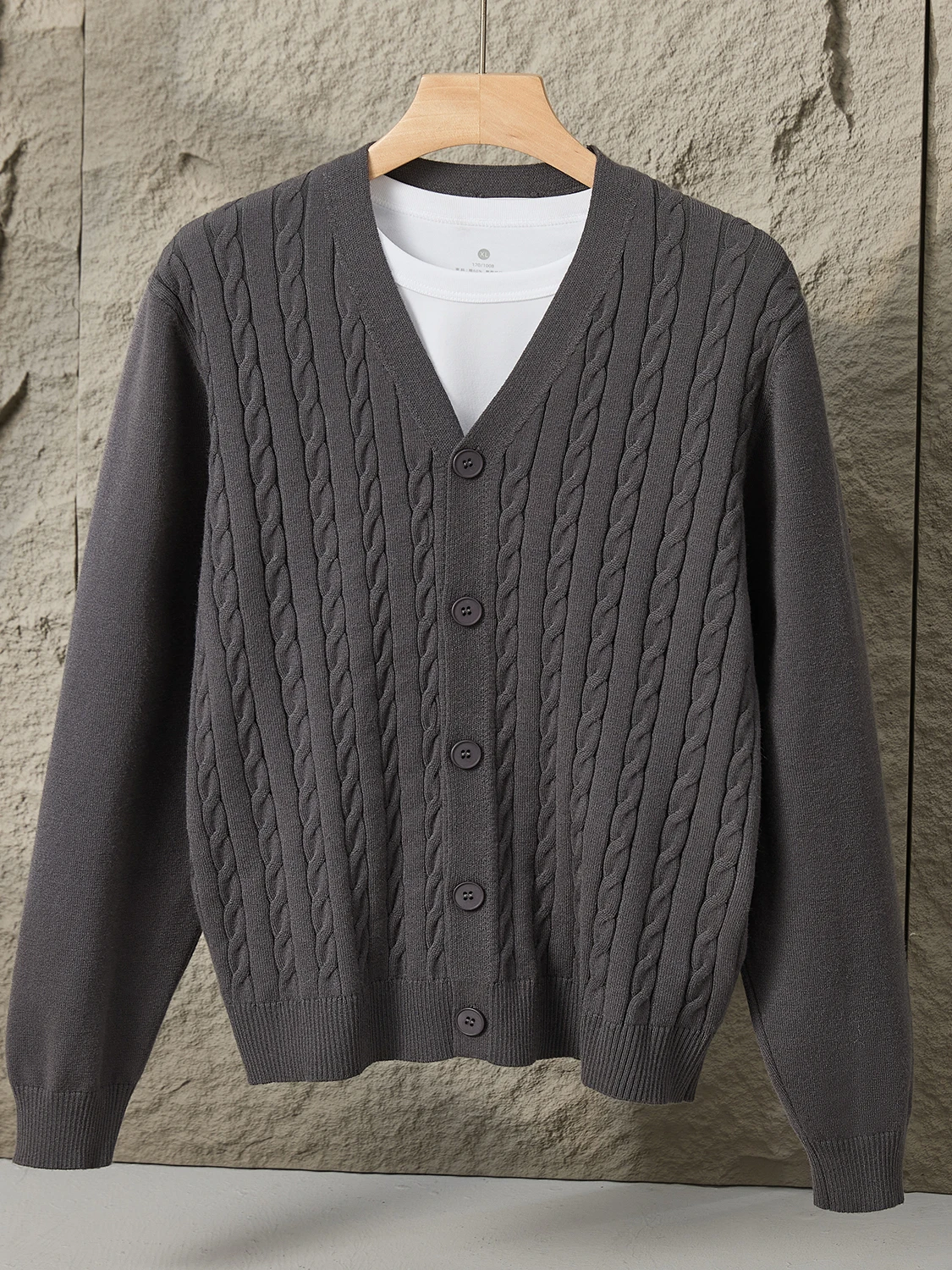 

Мужской повседневный вязаный кардиган с v-образным вырезом на пуговицах, длинный свек, приталенный крой, осень-зима, теплая мягкая шерсть с двусторонним воротником