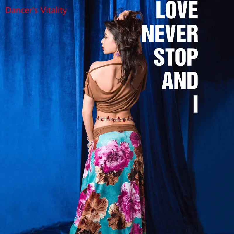 Belly Dance  Suit Female Adult High-end Temperament Top Long Skirt Performance Clothes Set