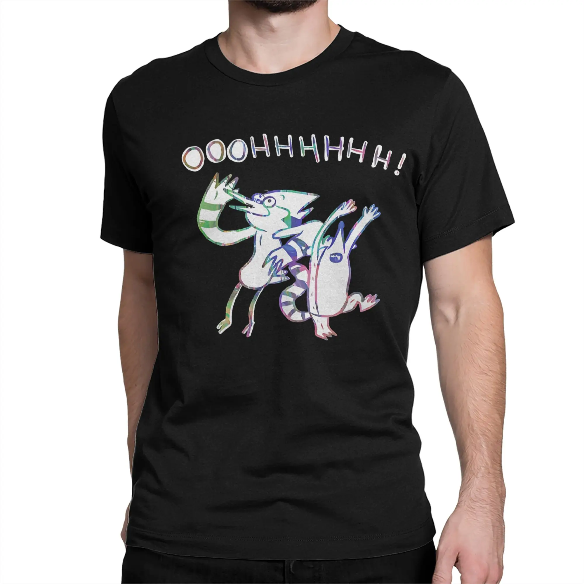 Mordecai and Rigby Funny Chartoon New Arrival T Shirts Men Women  Pure Cotton  Tee Shirt Clothing