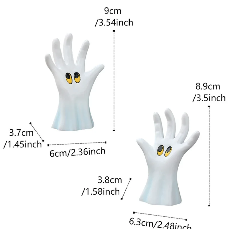 2 pairs of ghost palm ornaments set creative home desktop bookshelf decoration Halloween props crafts ornaments