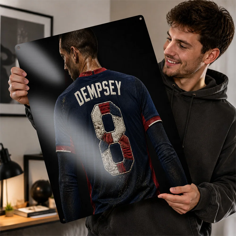 Clint Dempsey Football Printed Poster Personalized Aluminum Metal Sign Club Legacy Style Wall Art Made For Stadium Enthusiasts