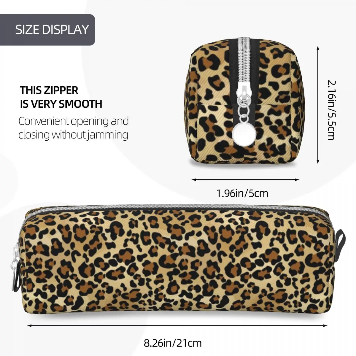 Imagem -04 - Estojo de Lápis Leopardo Animal Print Caixa de Caneta para Estudante Grande Bolsa de Armazenamento Material Escolar Acessórios Cosméticos