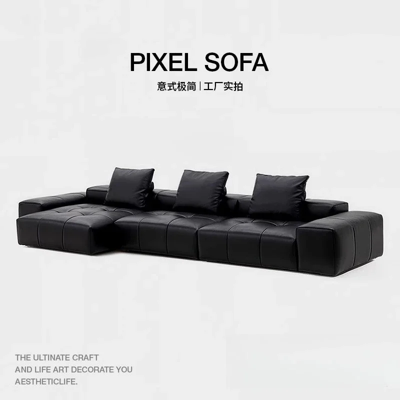Italian light luxury designer black pixel sofa living room villa free module combination large flat floor