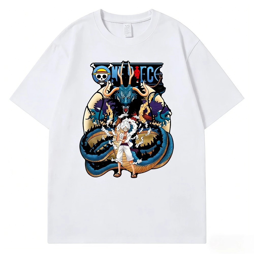 One Piece Luffy Gear 5 Nika Unisex T-shirt Summer New Popular Anime Print American Casual Family Short Sleeved Top