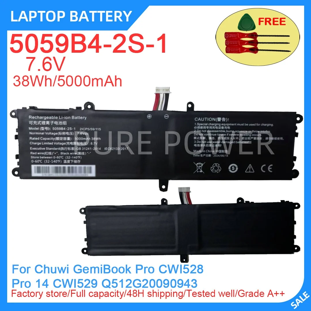 New Laptop Battery 5059B4-2S-1 7.6V 38WH 5000mAh High Quality For Chuwi GemiBook Pro CWI528 Pro 14 CWI529 Q512G20090943