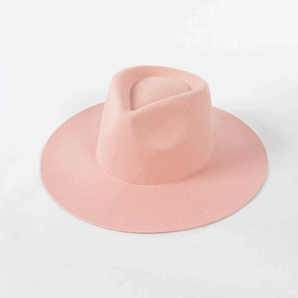 Women Wool Felt Hat Vintage Hard Top Concave Top Fedoras Hats Wedding Fascinator Hats Wedding Cocktail Party