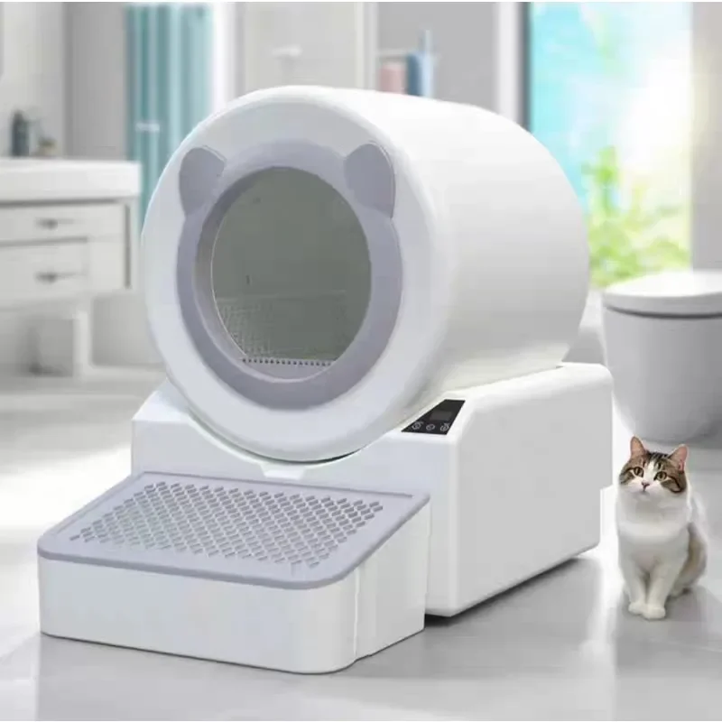Large semi-closed splash-proof and clip-proof intelligent automatic flushing cat toilet to shovel shit