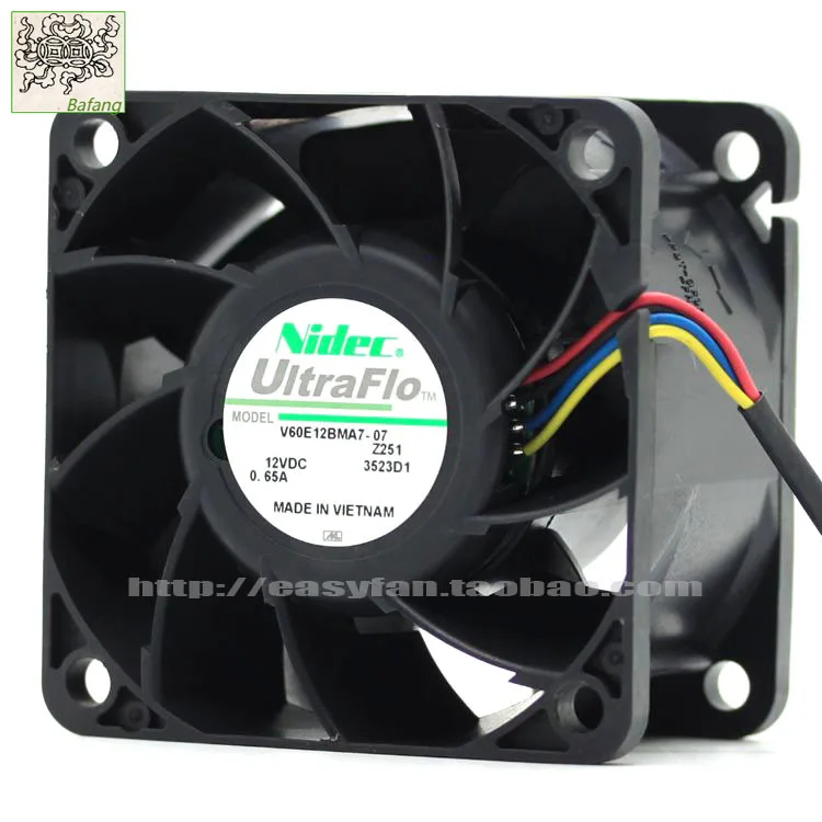 

jinlingge For NIDEC V60E12BMA7-07 6038 12V 0.65A 6CM 4PIN Server cooling fan
